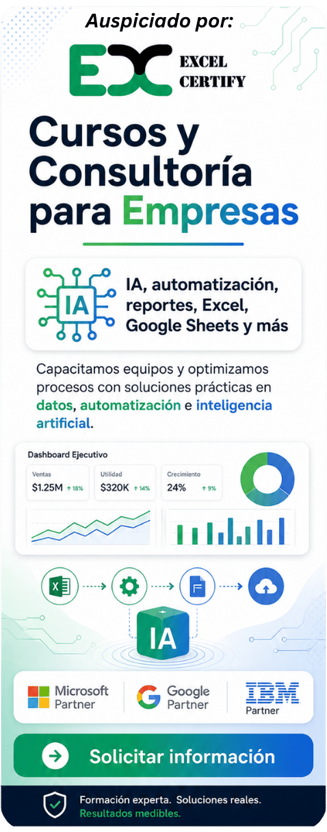 Auspiciado por ExcelCertify — Cursos y Consultoría para Empresas